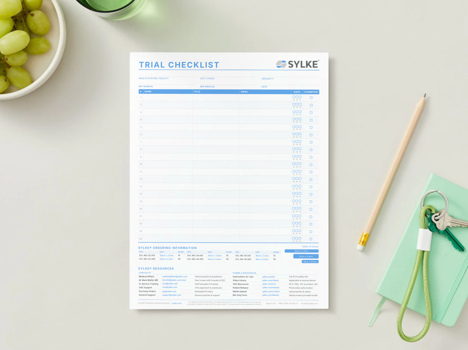 SYLKE® Trial Checklist